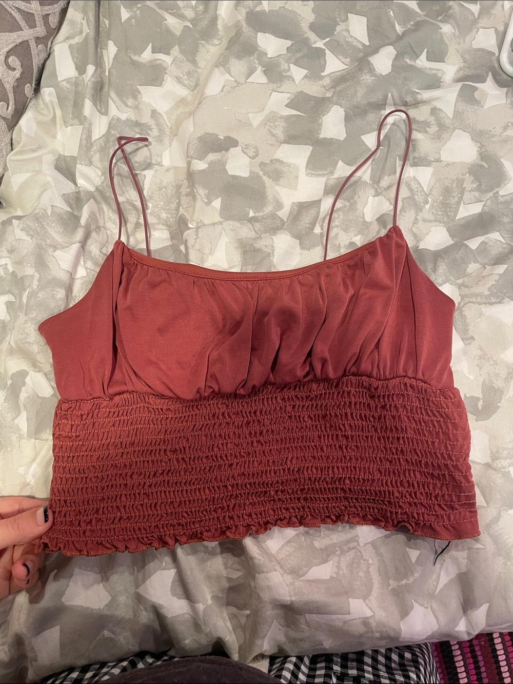 Urban Outfitters Dusty Rose Smocked Crop Cami